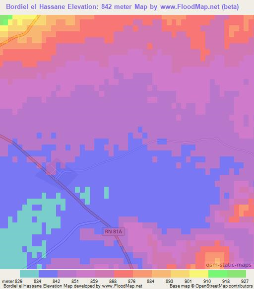 Bordiel el Hassane,Algeria Elevation Map