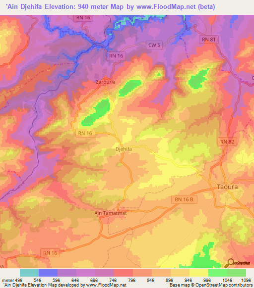 'Ain Djehifa,Algeria Elevation Map