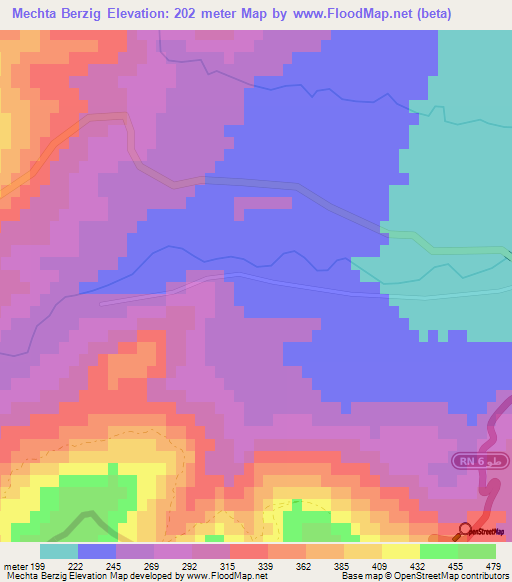 Mechta Berzig,Tunisia Elevation Map