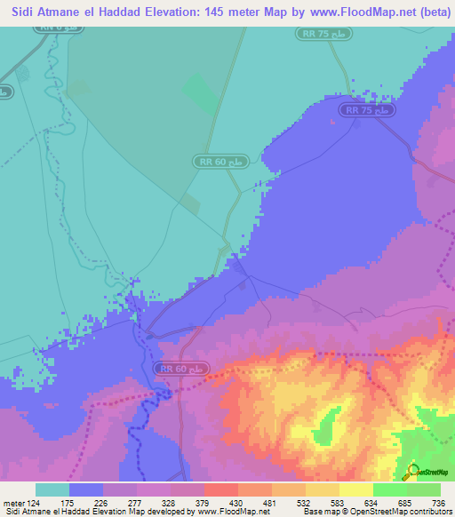 Sidi Atmane el Haddad,Tunisia Elevation Map