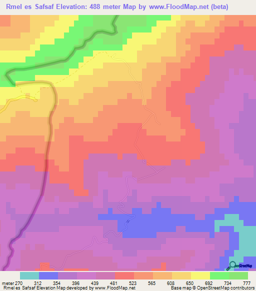 Rmel es Safsaf,Tunisia Elevation Map