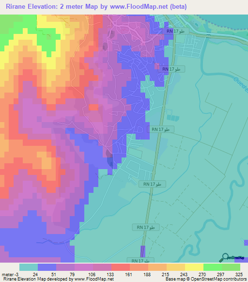 Rirane,Tunisia Elevation Map