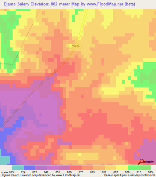 Djama Salem,Algeria Elevation Map