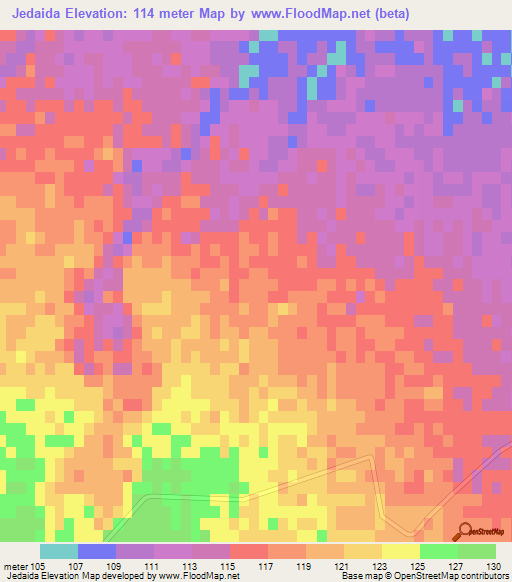 Jedaida,Tunisia Elevation Map