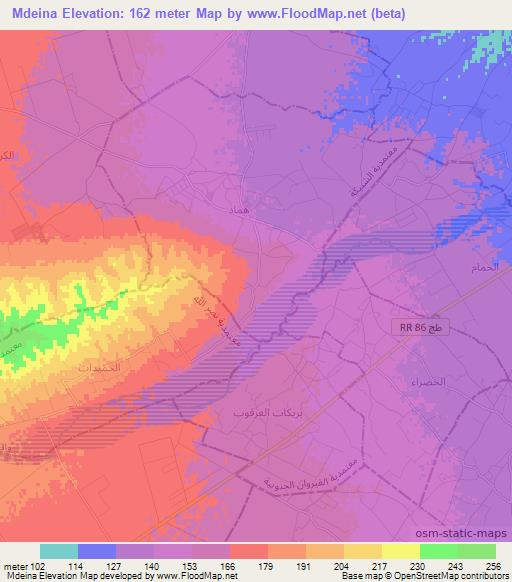 Mdeina,Tunisia Elevation Map