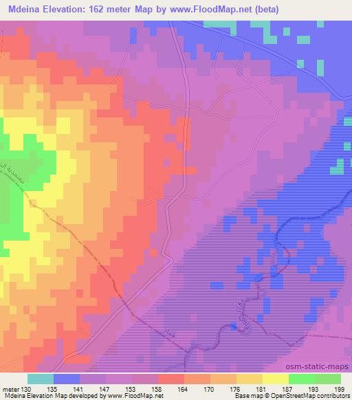 Mdeina,Tunisia Elevation Map