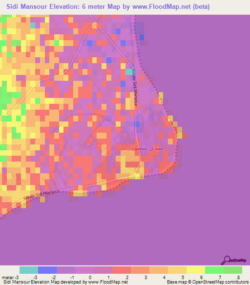 Sidi Mansour,Tunisia Elevation Map