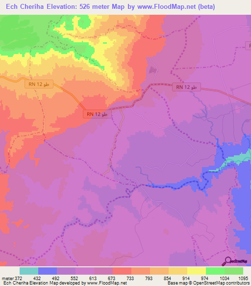Ech Cheriha,Tunisia Elevation Map