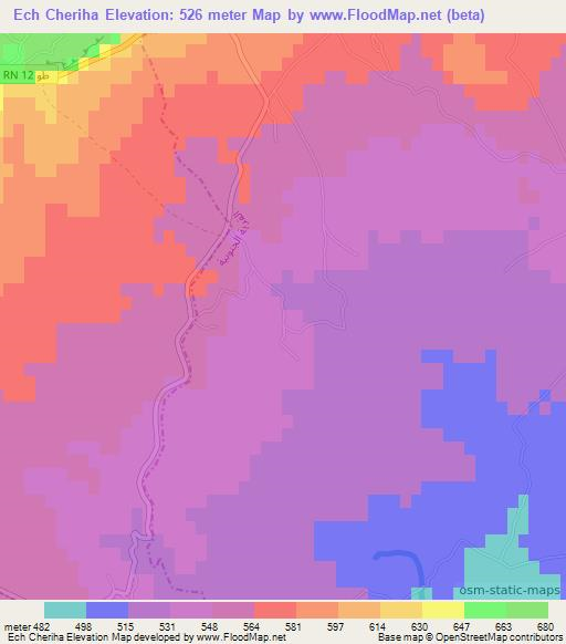 Ech Cheriha,Tunisia Elevation Map