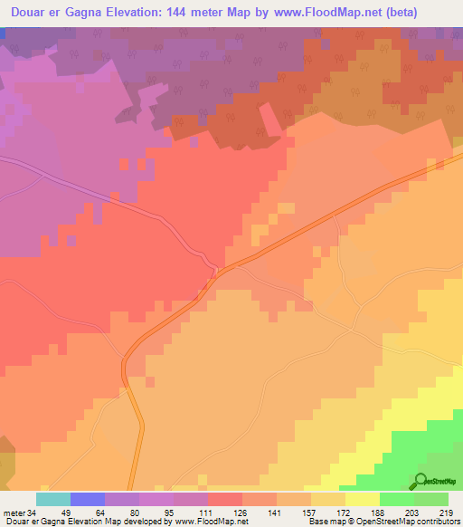 Douar er Gagna,Algeria Elevation Map