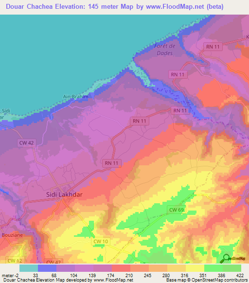 Douar Chachea,Algeria Elevation Map