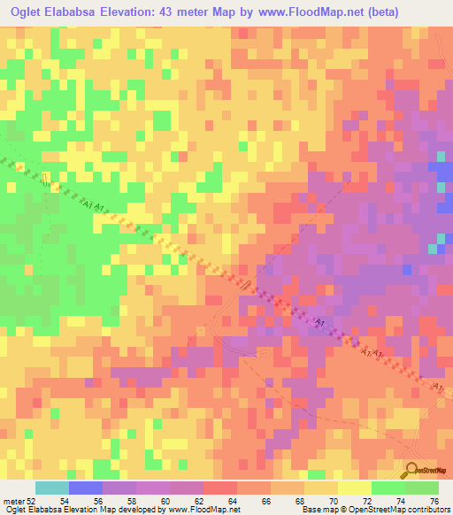 Oglet Elababsa,Tunisia Elevation Map