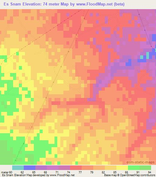 Es Snam,Tunisia Elevation Map