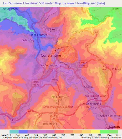 La Pepiniere,Algeria Elevation Map