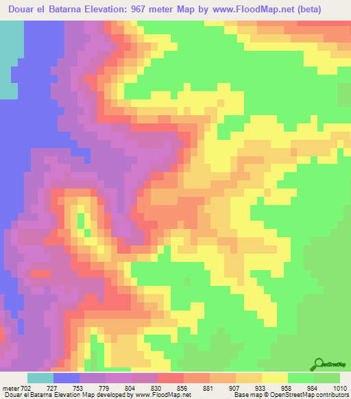 Douar el Batarna,Algeria Elevation Map