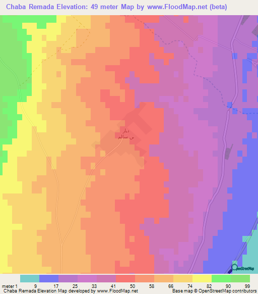 Chaba Remada,Tunisia Elevation Map