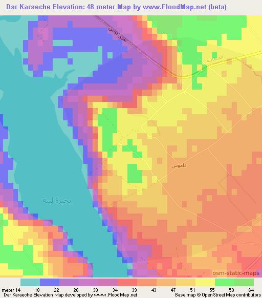 Dar Karaeche,Tunisia Elevation Map