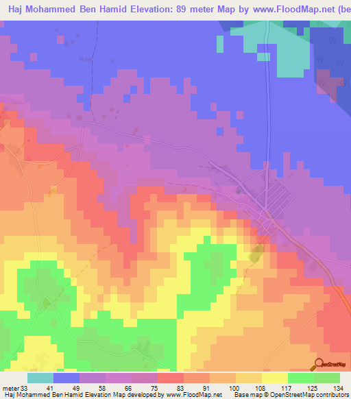 Haj Mohammed Ben Hamid,Tunisia Elevation Map