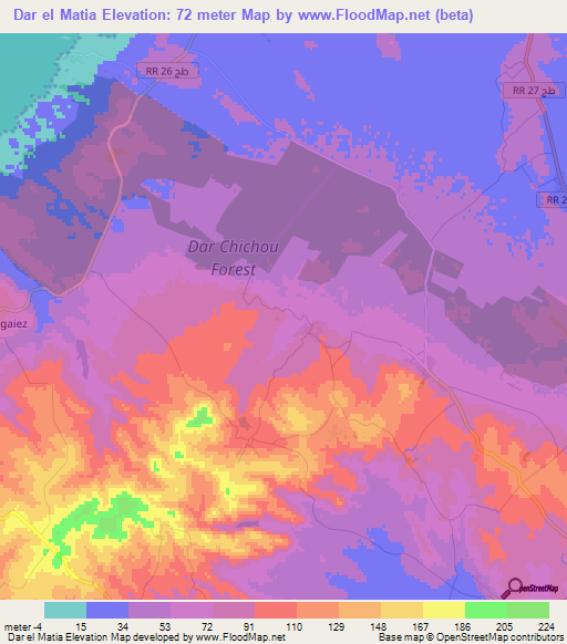 Dar el Matia,Tunisia Elevation Map