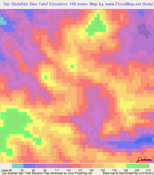 Dar Abdallah Ben Talef,Tunisia Elevation Map