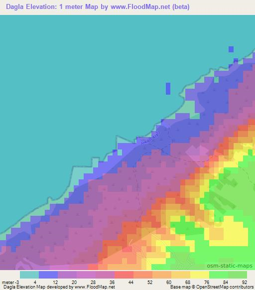 Dagla,Tunisia Elevation Map