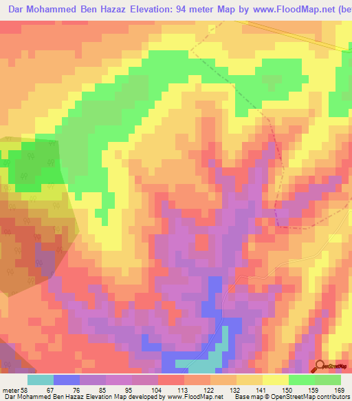 Dar Mohammed Ben Hazaz,Tunisia Elevation Map