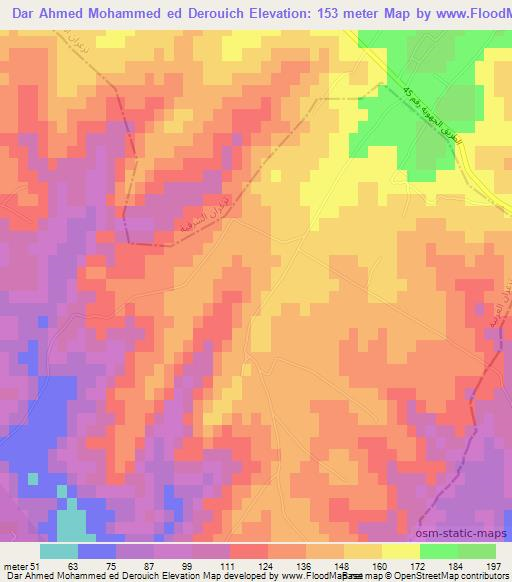 Dar Ahmed Mohammed ed Derouich,Tunisia Elevation Map