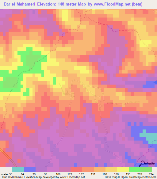 Dar el Mahameri,Tunisia Elevation Map