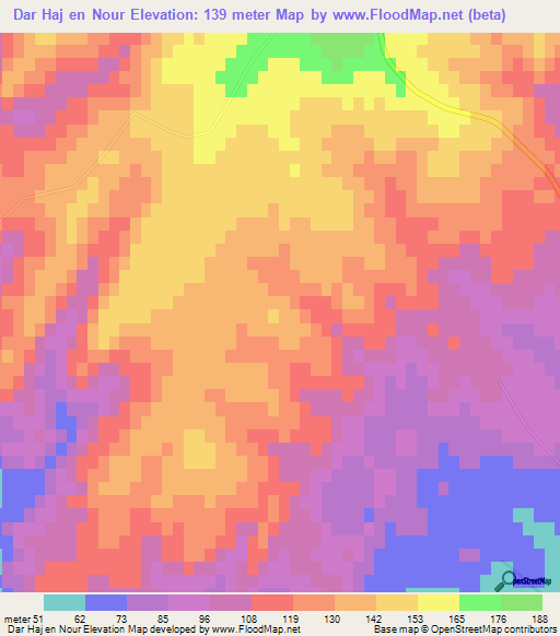 Dar Haj en Nour,Tunisia Elevation Map