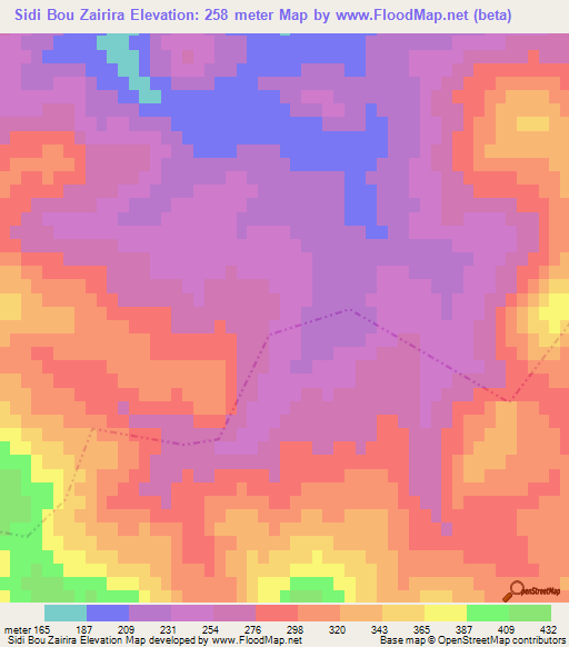 Sidi Bou Zairira,Tunisia Elevation Map