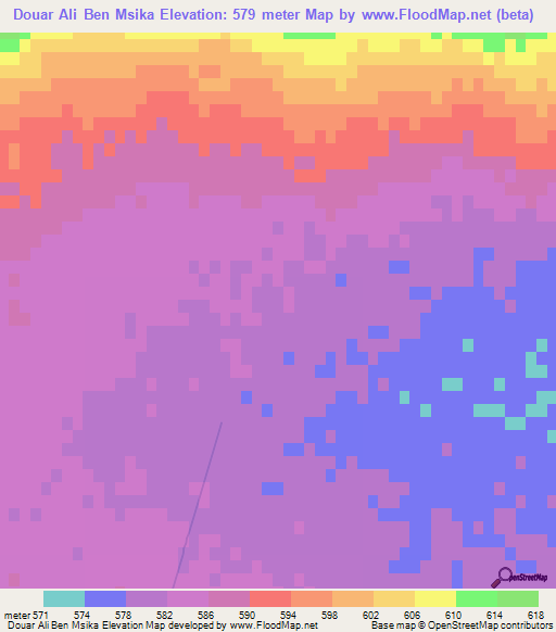 Douar Ali Ben Msika,Tunisia Elevation Map