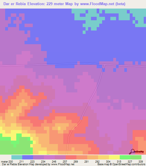 Dar er Rebia,Tunisia Elevation Map