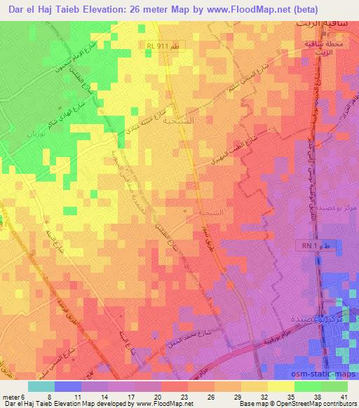Dar el Haj Taieb,Tunisia Elevation Map