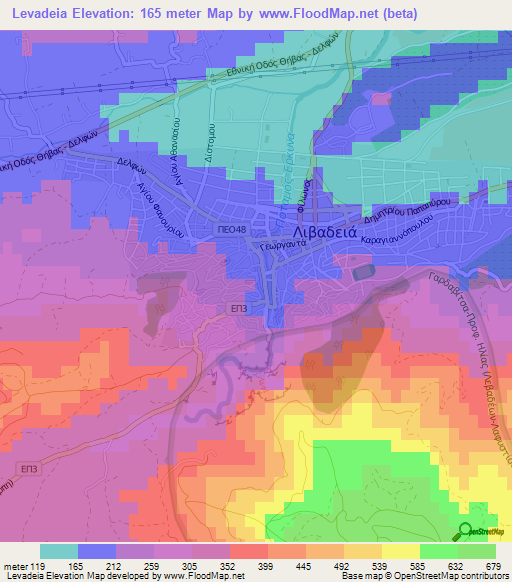 Levadeia,Greece Elevation Map