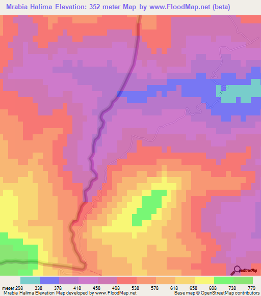 Mrabia Halima,Tunisia Elevation Map