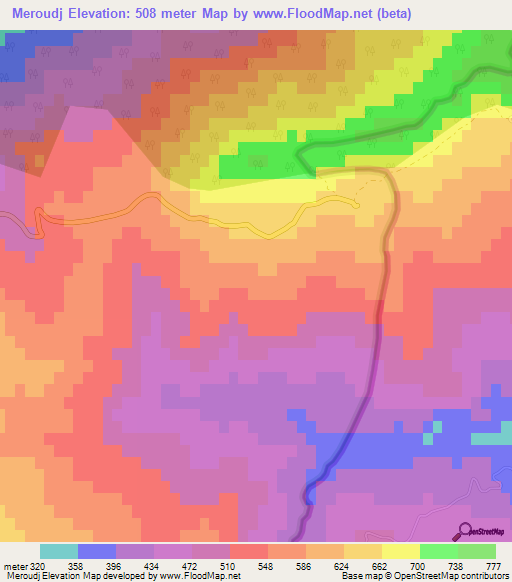 Meroudj,Algeria Elevation Map