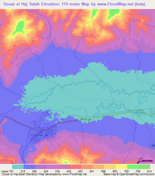 Douar el Haj Salah,Tunisia Elevation Map