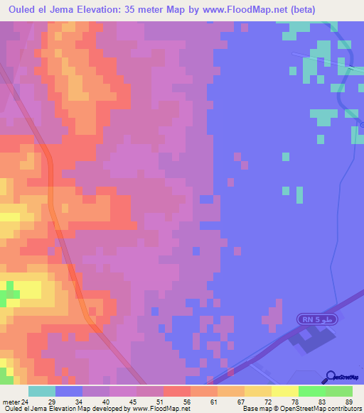 Ouled el Jema,Tunisia Elevation Map
