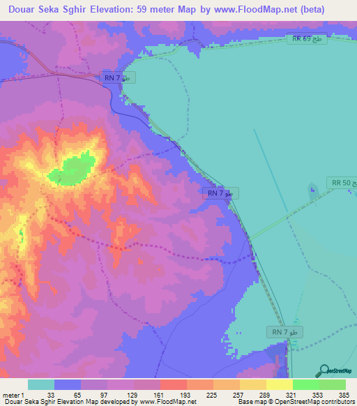 Douar Seka Sghir,Tunisia Elevation Map
