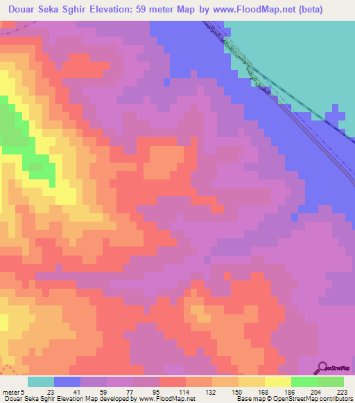 Douar Seka Sghir,Tunisia Elevation Map