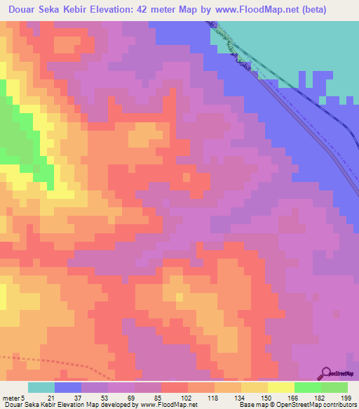 Douar Seka Kebir,Tunisia Elevation Map