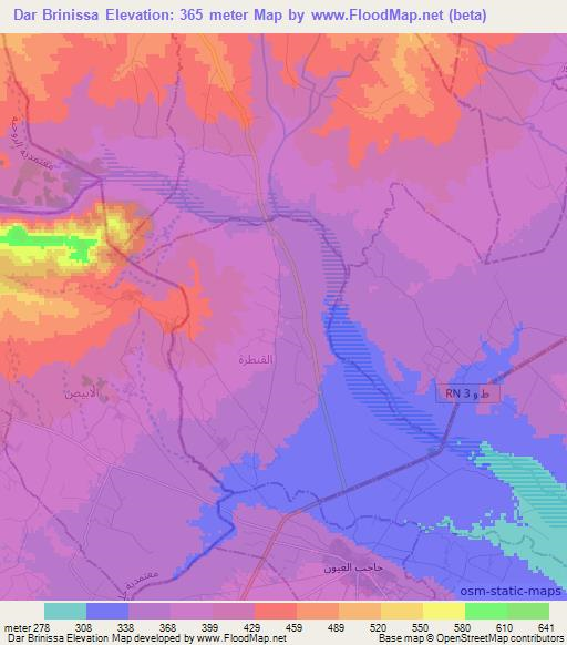 Dar Brinissa,Tunisia Elevation Map