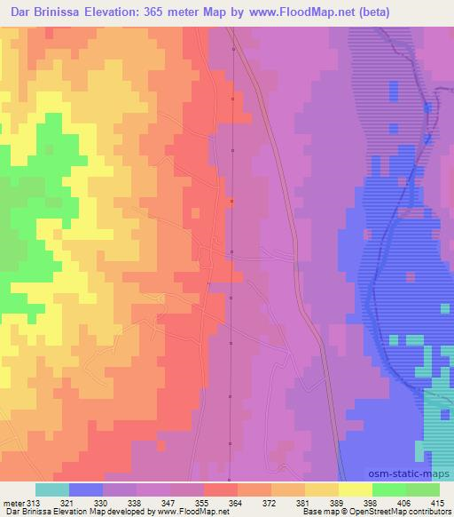 Dar Brinissa,Tunisia Elevation Map