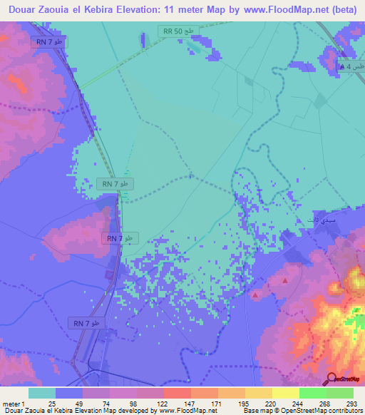 Douar Zaouia el Kebira,Tunisia Elevation Map