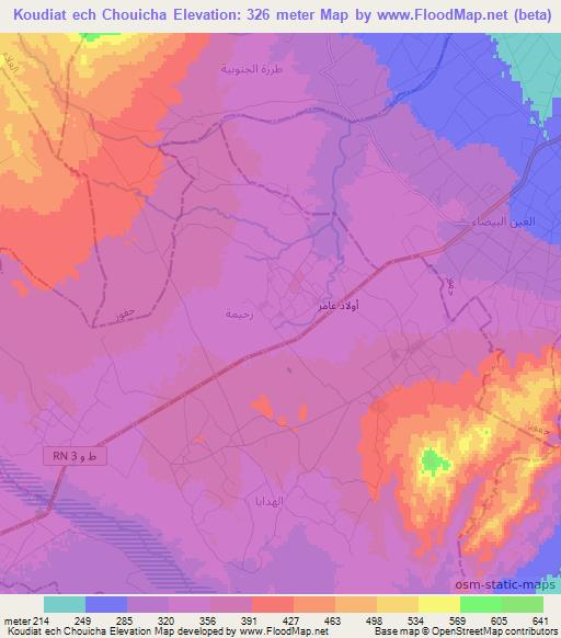 Koudiat ech Chouicha,Tunisia Elevation Map