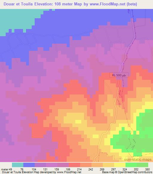 Douar et Touila,Tunisia Elevation Map