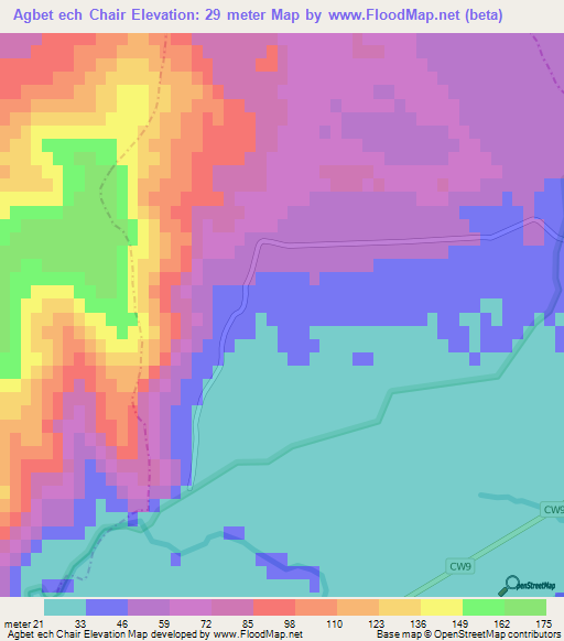 Agbet ech Chair,Algeria Elevation Map
