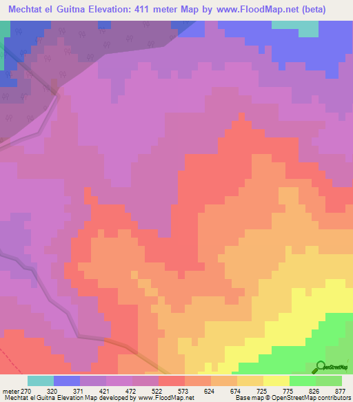 Mechtat el Guitna,Algeria Elevation Map