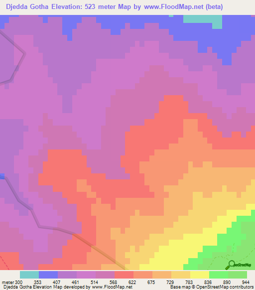 Djedda Gotha,Algeria Elevation Map