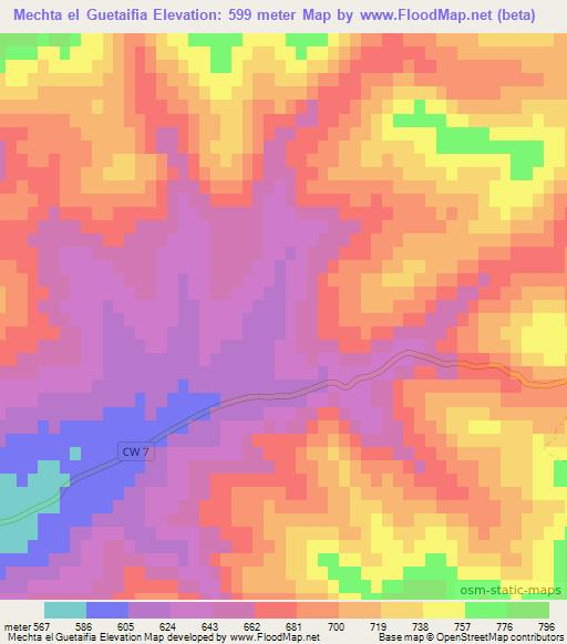 Mechta el Guetaifia,Algeria Elevation Map